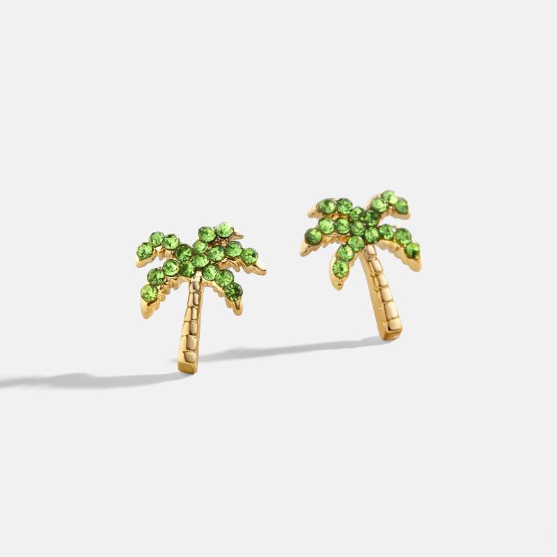 Womens Novelty | Away We Go Pavé Palm Tree Studs Jewelry & Watches Green Multi