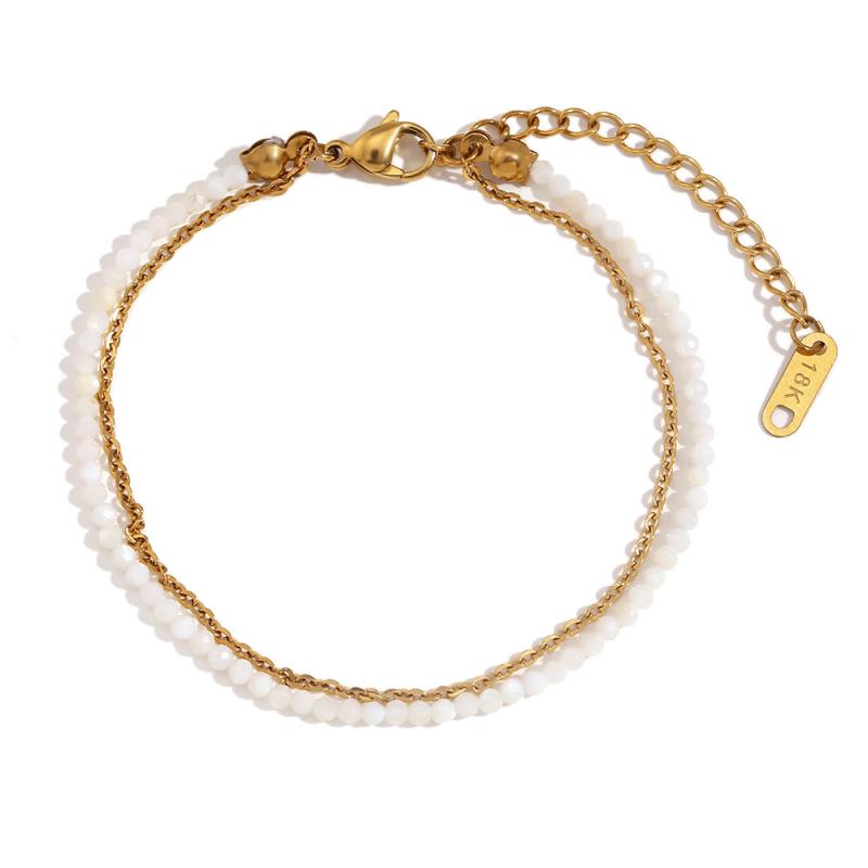 Womens Novelty | Social Butterfly Pearl And Gold Bead Bracelet Cream