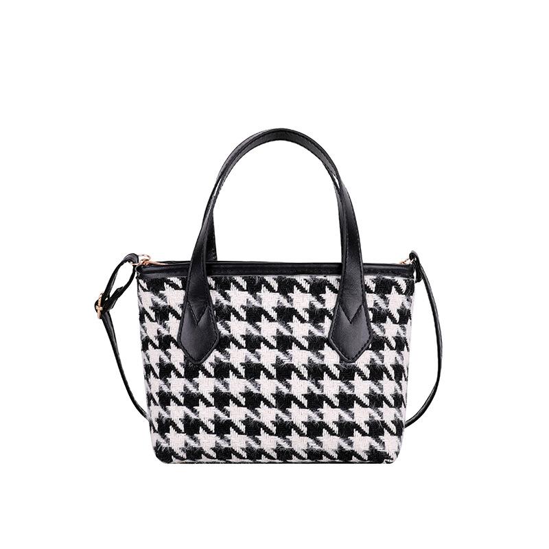 Womens Tote Bags | Manhattan Houndstooth Tweed Small Tote Handbags & Purses Black Multi